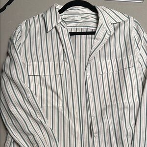 Aritzia White and Green Button Down Shirt